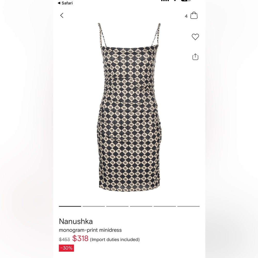 Nanushka Monogram Mini Dress in Black and Cream